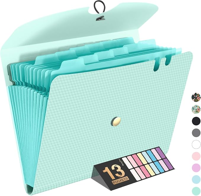 Sooez Expanding File Folder, 13 Pocket Accordion File Organizer, Monthly by Sooez