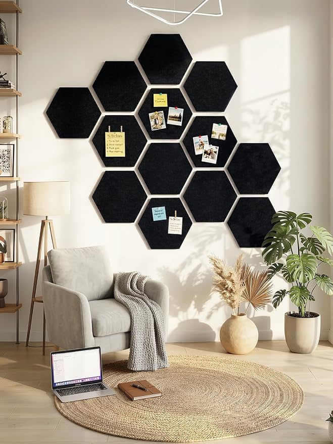 8 Pack Hexagon Felt Bulletin Board Tiles - Image 6