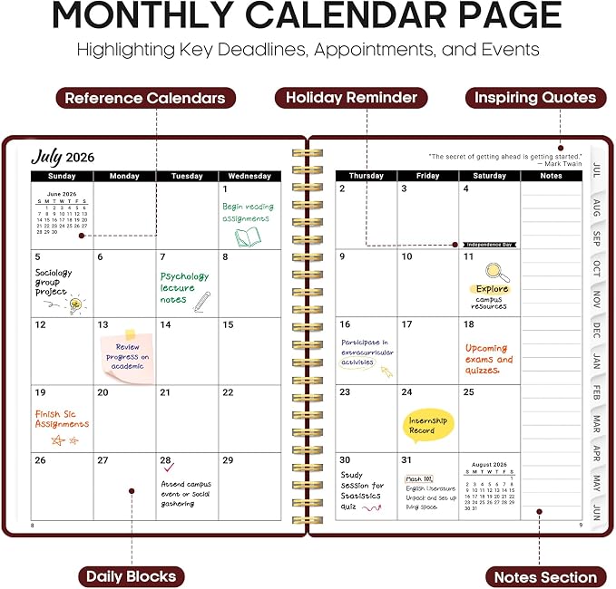Planner 2026-2027, 8.5" x 11" Weekly and Monthly Academic Year Planner Calendar - Image 2