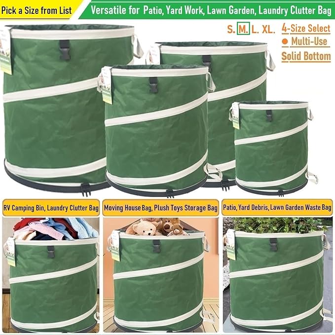 24-Gallon Collapsible Trash Can (19x21 in) Hard-Shell Bottom Yard Garden Bag for Yard Waste,Debris Bags,Pop-Up Trash Can,Recycling Bin,Camping Waste Bin,Laundry Hamper,Lawn Grass,Leaf Bag,Weeds Barrel-DeskLoop Office