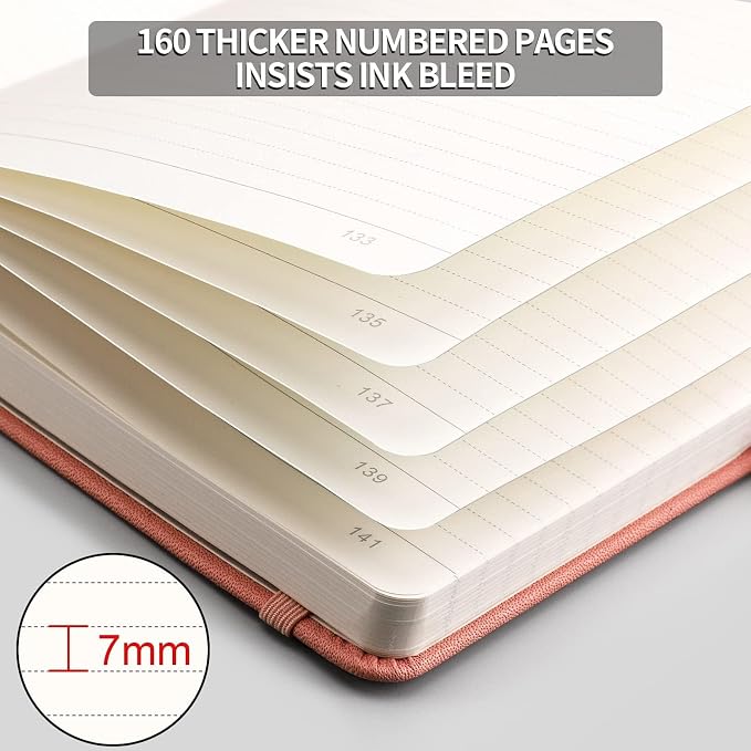 AHGXG Thick Journal Lined Notebook, 320 Numbered Pages Leather Journal - Image 3