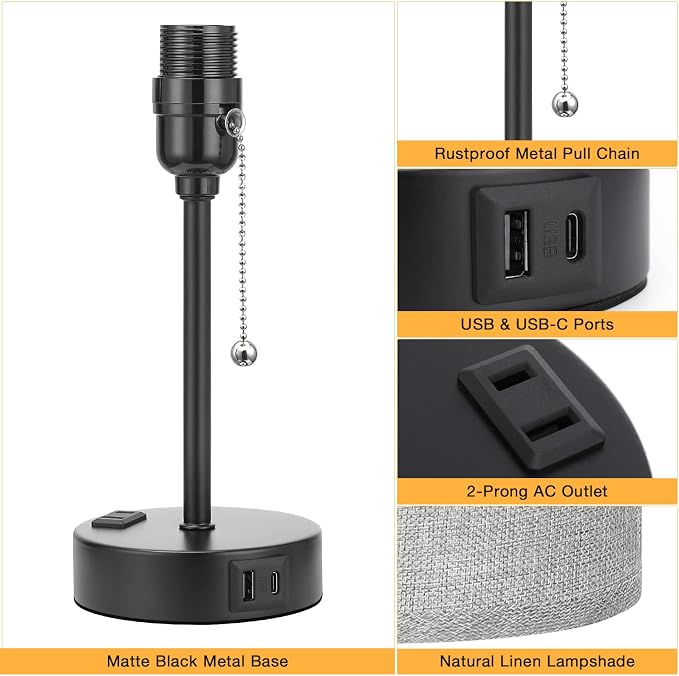 Grey Nightstand Lamps 3 Color Temperatures - Image 5