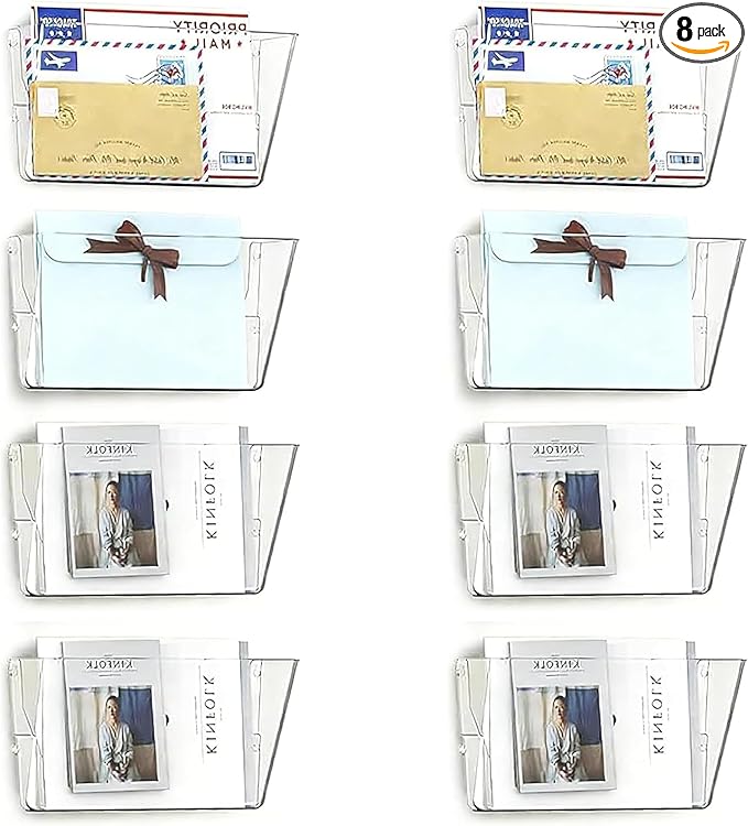 MINDEPOT 8 Pockets Acrylic Wall File Organizer, Plastic Hanging Wall File Holder by MINDEPOT