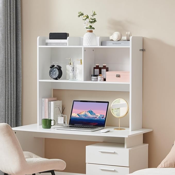 Nromant Desktop Bookshelf, Wooden Desk Storage Hutch - Image 2
