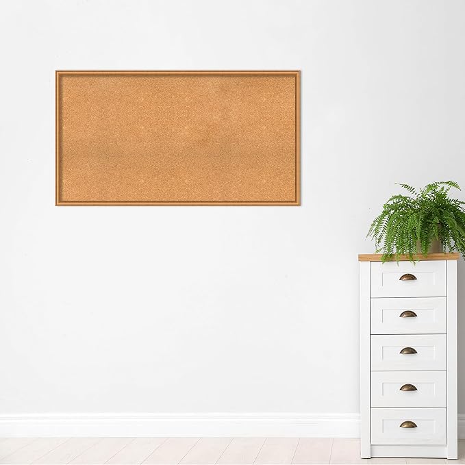 Amanti Art Natural Cork Board for Wall, 30x54 Vision Board with Bronze Frame, Oversize Corkboard Office Decor for Home Organization, Casual Corkboard Pinboard to Display Items for Home Organization-DeskLoop Office