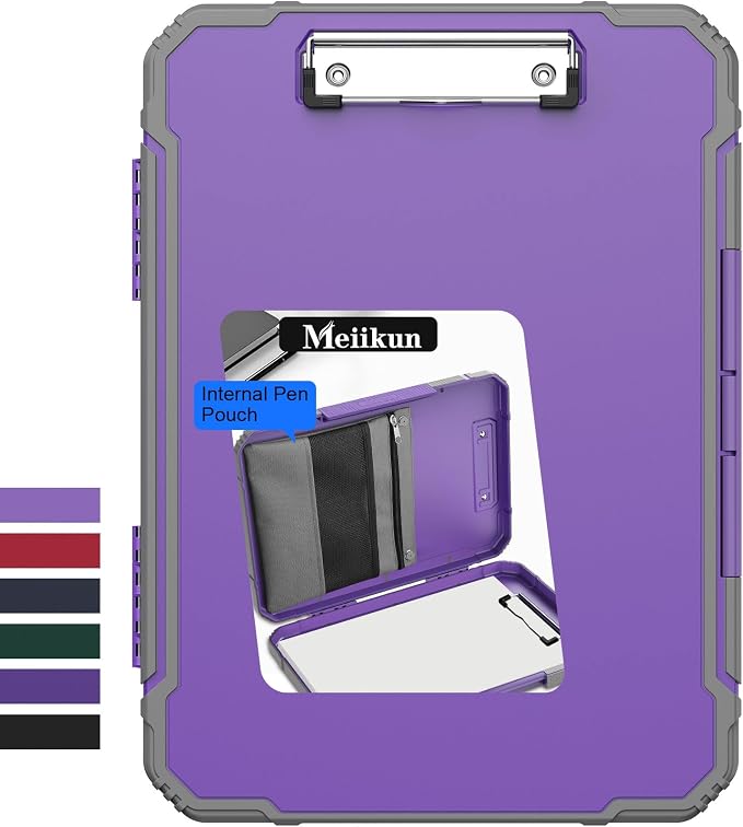 Meiikun Clipboard with Storage, Rugged Shockproof Protective, Internal Pen by Meiikun