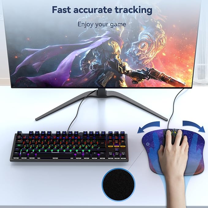 TECKNET 2 Pack Mouse Pad with Wrist Support, Ergonomic Gaming Mouse Pad Pain - Image 7