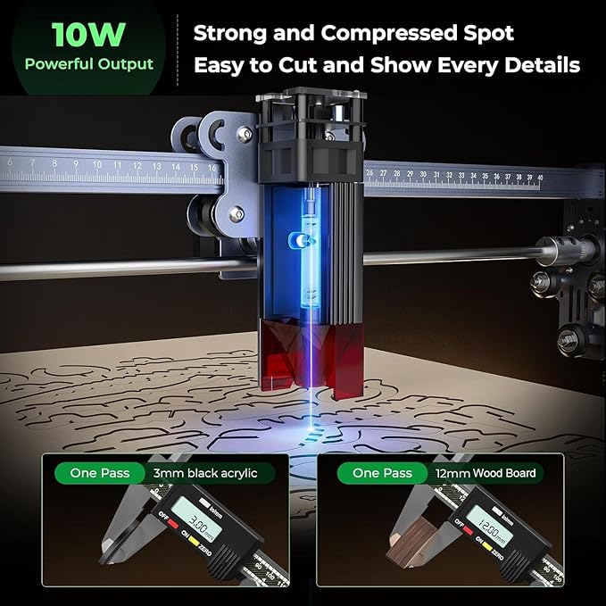 CREALITY FALCON 10w Laser Engraver with Air Assist, Laser Engraving Machine with Rotary Roller, 72W High Precision Laser Cutter and Engraver for Wood, Metal, Acrylic, Cylindrical Objects, Tumblers-DeskLoop Office