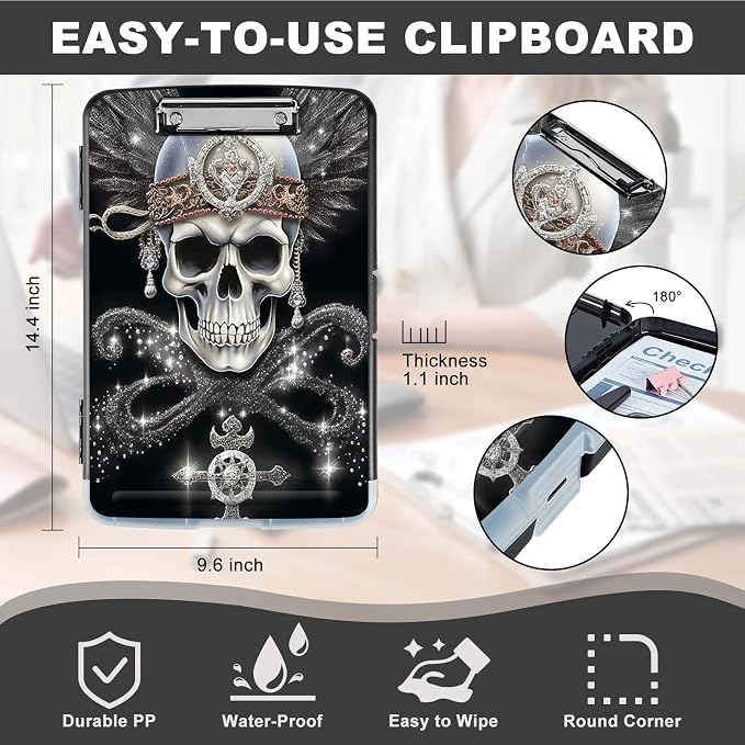Clipboard with Storage, Heavy Duty Plastic Storage Clipboard with Low Profile - Image 2