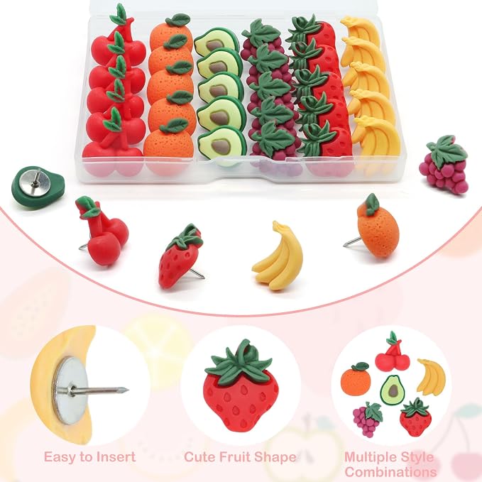Fruit Theme Decorative Push Pins - Image 5