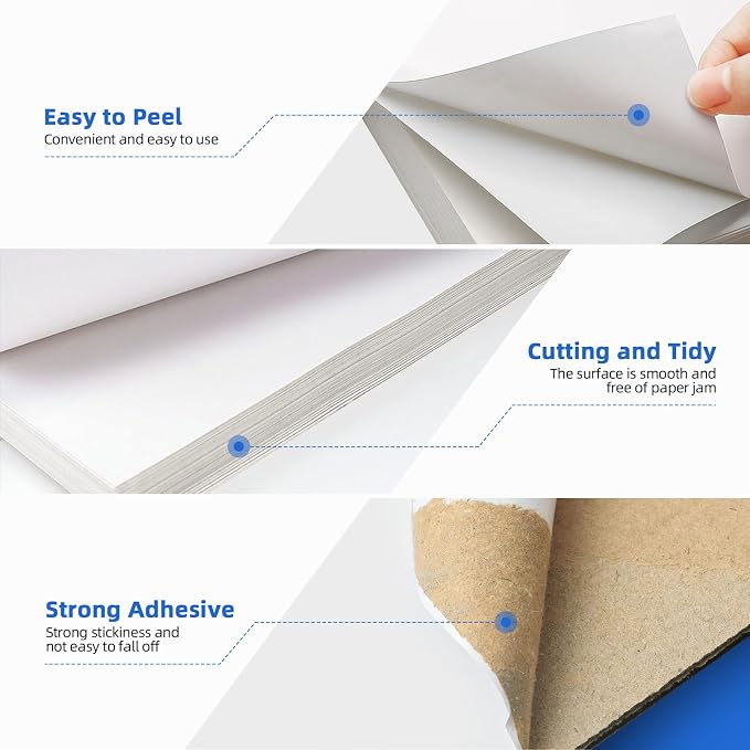 Full Sheet Labels 8.5x11 for Laser & Inkjet Printers, 500 Sheets | Waterproof & - Image 5