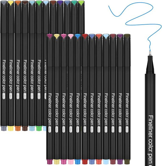 huesamhi 24 Fineliner Pens Set 0.4mm Ultra Fine Tip Drawing Markers by Unknown