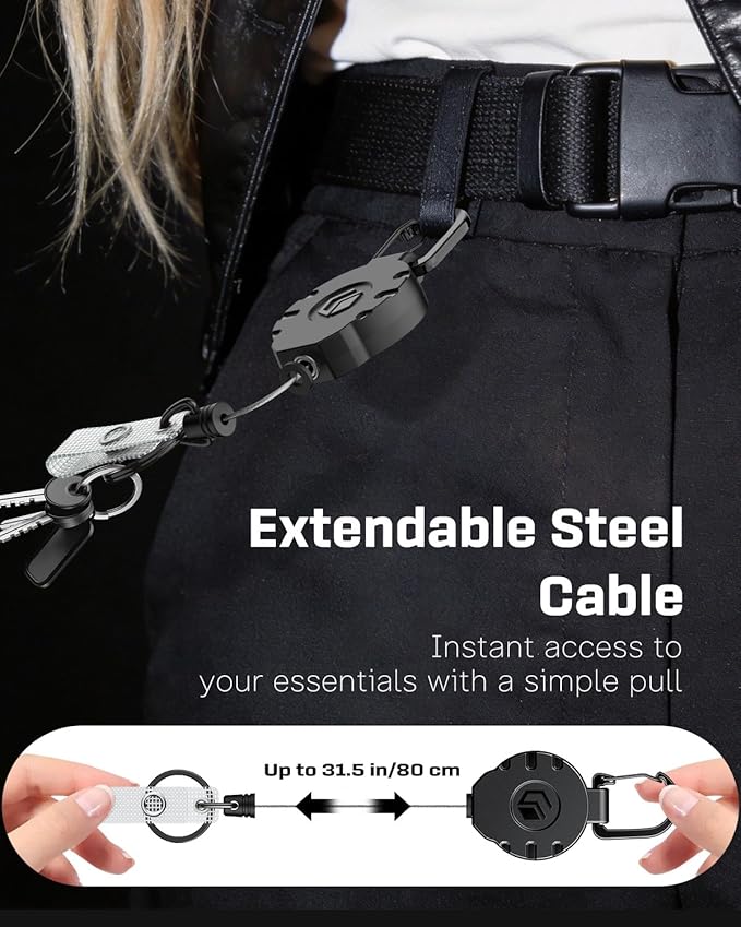 Uniclife Retractable Keychain Heavy Duty Carabiner Badge Holder Tactical ID - Image 3
