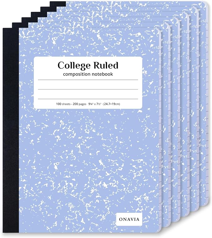 ONAVIA Composition Notebook College Ruled 6 Pack, 200 Pages, Cornflower | 100 ct by ONAVIA
