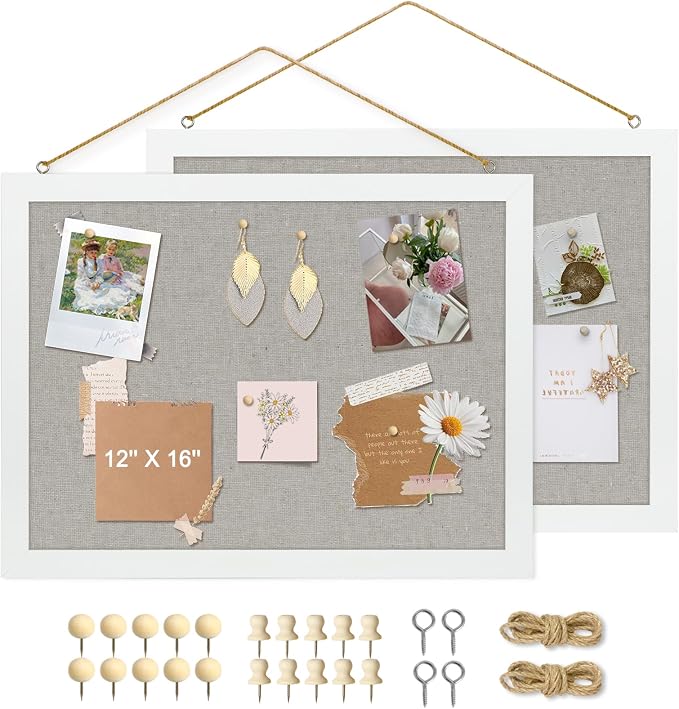 2-Pack Double-Sided Wood Framed Cork Board by AMUSIGHT