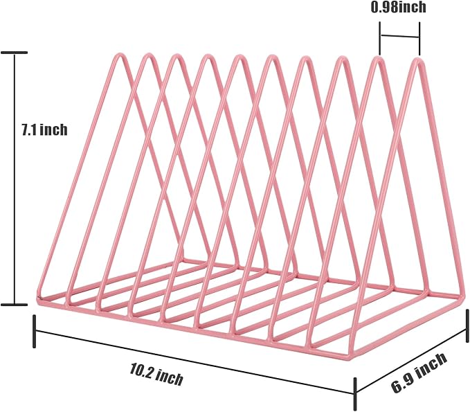 EASEPRES Vinyl Record Holder Storage, 9 Slot Metal Magazine Book Album Display - Image 2
