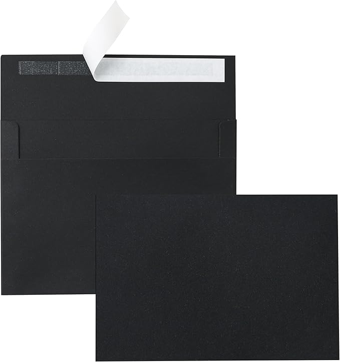 Silunkia Black Blank Note Cards and Envelopes 5 x 7 Heavyweight Flat Cardstock by Silunkia