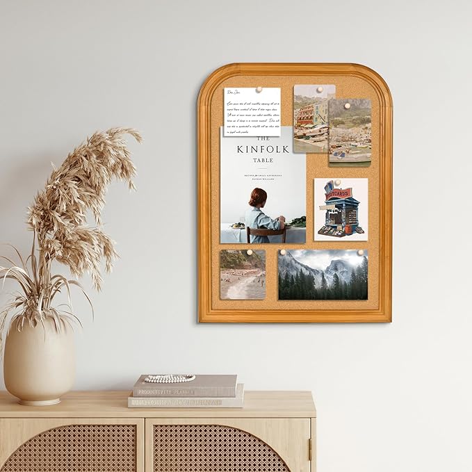 Cork Board for Walls, 23.6x17.7 inches Bulletin Board with Frame, Decorative Hanging Pin Board Vision Board Message Board for Office School Home Decor(2R&2S,4560,1p)-DeskLoop Office
