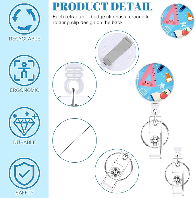 3 Set Badge Holder Retractable Reel Stationery Patterns ID Badge Holders - Image 4