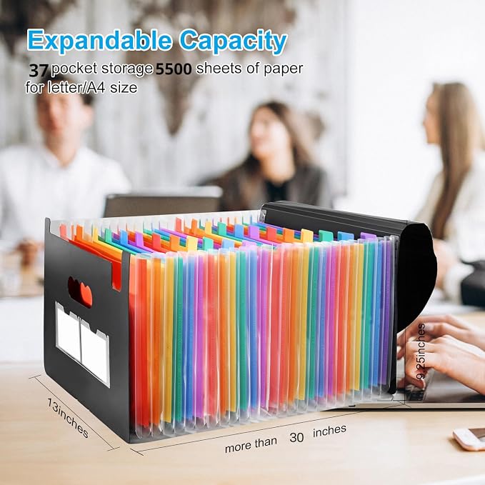 37 Pockets Accordion File Organizer Desktop Expanding File Folders - Image 2