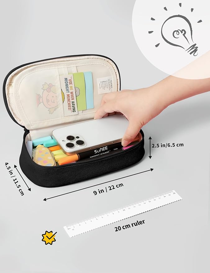 SUNEE Cute Pencil Case, Large Pencil Pouch, Soft Corduroy Aesthetic Big Pencil - Image 5