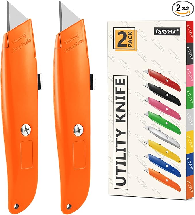 DIYSELF 2Pack Utility Knife Box Cutter Retractable Blade Heavy Duty PVC Pipe by DIYSELF