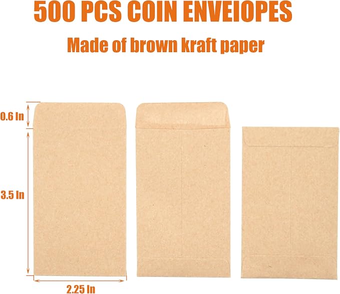 Budgenix #1 500 Pcs Small Coin Envelopes 2.25" x 3.5" - Image 2