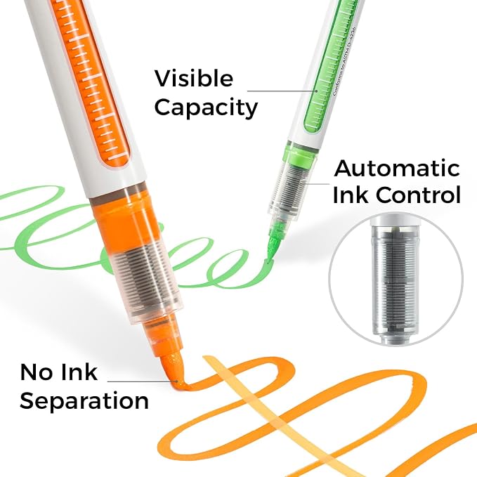 Ohuhu Acrylic Paint Markers Brush Tip: 48 Pack Automatic Ink Control Acrylic - Image 4
