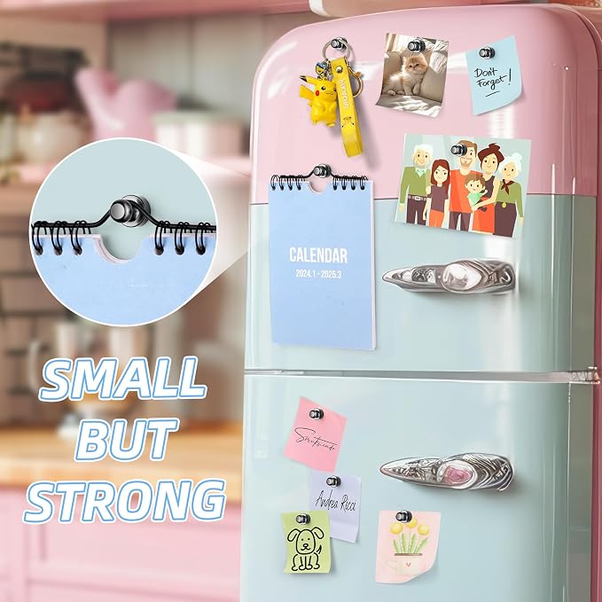 VNDUEEY 12Pcs Black Fridge Magnets, Small Strong Magnet - Image 2