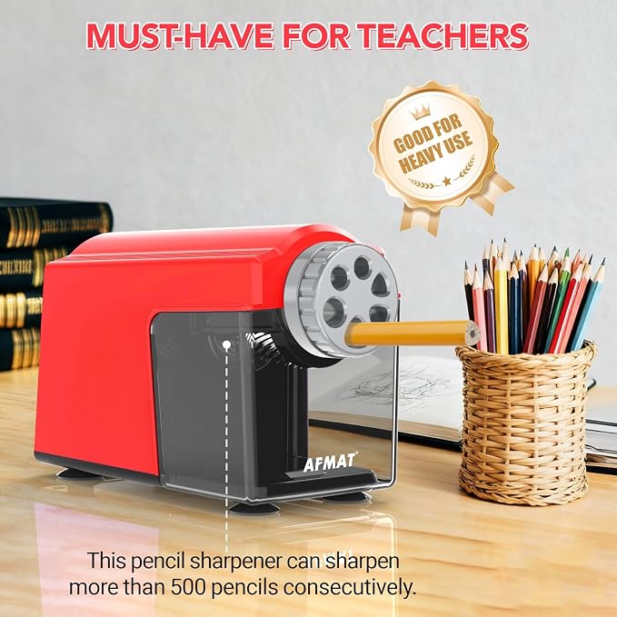 AFMAT Electric Pencil Sharpener Heavy Duty, 6 Holes, Cordless & Rechargeable - Image 7
