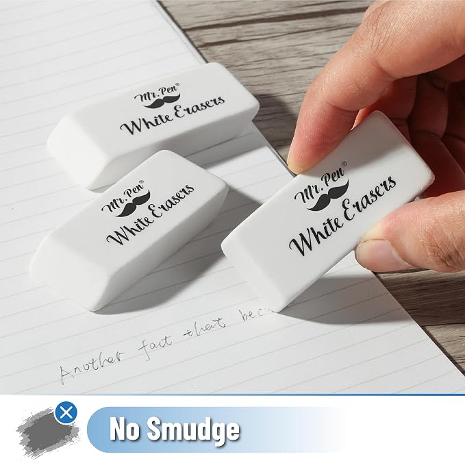 Mr. Pen- White Pencil Eraser, 12 Pack | Large Latex Free Block Erasers - Image 4