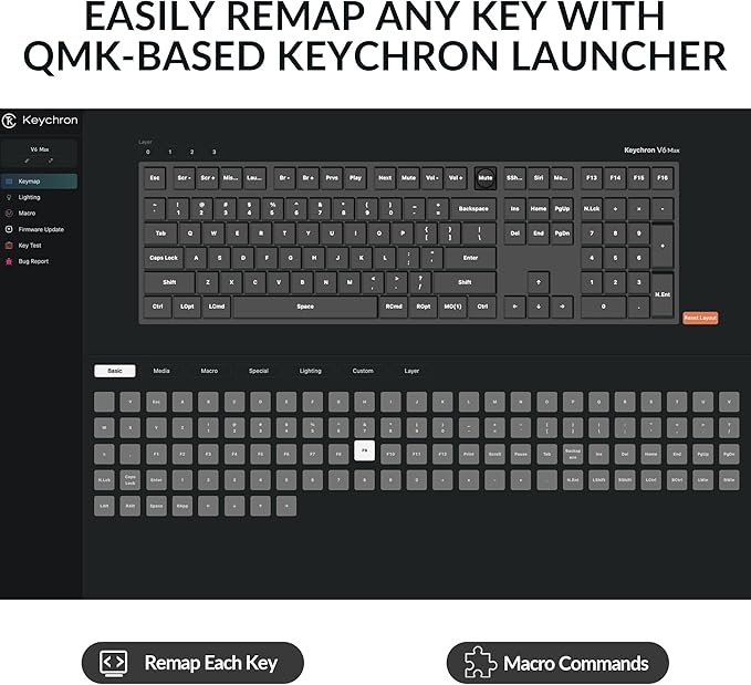 Keychron V6 Max Wireless Custom Mechanical Keyboard, 2.4 GHz Bluetooth QMK Full-Size Layout RGB with Hot-swappable Gateron Brown Switch Compatible with Mac Windows Linux-DeskLoop Office