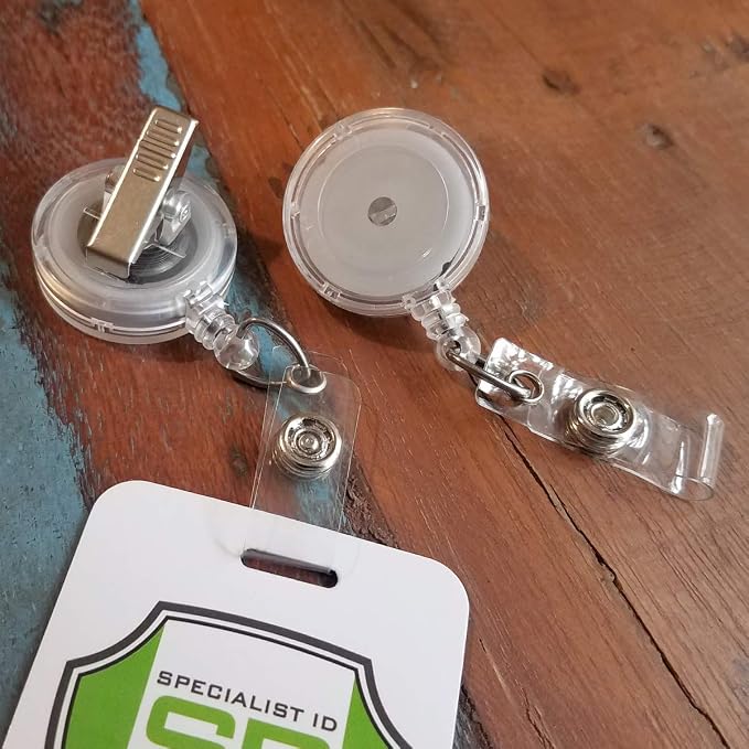 Bulk 100 Pack - Premium Clear Retractable Badge Reels - Image 4