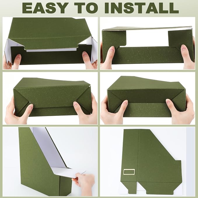 Gueevin Set of 6 Magazine File Holders, Sturdy Cardboard Desk Magazine Organizer - Image 4