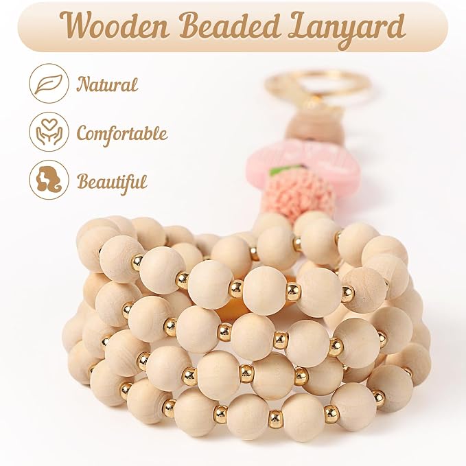 Teacher Gifts Lanyard with ID Holder Cute Wooden Beaded Lanyards - Image 3