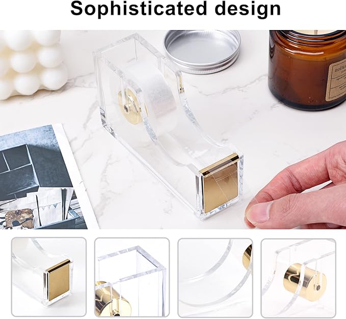 EOOUT Gold Office Supplies Set Desk Accessories, Acrylic Stapler Set Staple - Image 4