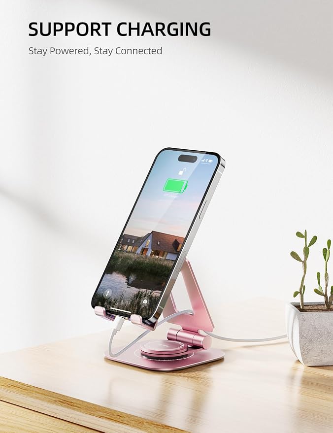 Nulaxy Rotatable Cell Phone Stand, Fully Adjustable Foldable Desktop Phone - Image 6