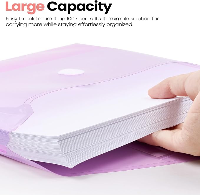 Sooez 10 Packs Plastic Envelopes Plastic File Folders, Fresh Colors - Image 3