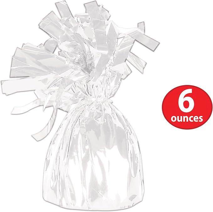 Beistle White Metallic Plastic Wrapped Balloon Weights - Image 2