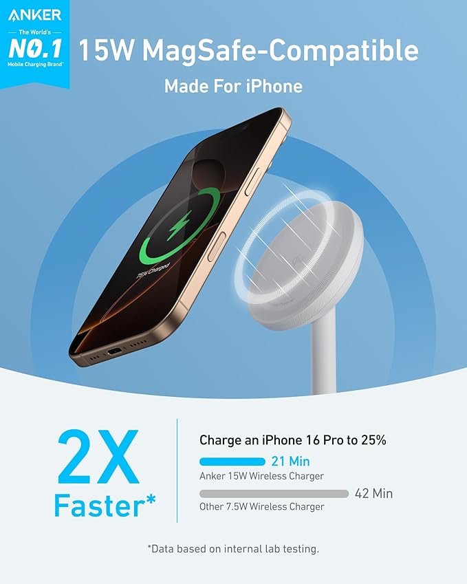 Anker MagGo iPhone 17 MagSafe Charger Compatible Stand, 15W Fast Magnetic - Image 3