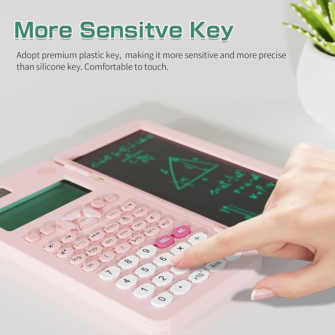 Rechargeable Scientific Calculator for Students, Pink 991ES MAX Foldable Science Calculator with Notepad 417 Function Solar Energy Science Calculators for Middle and High School Supplies (Pink)-DeskLoop Office