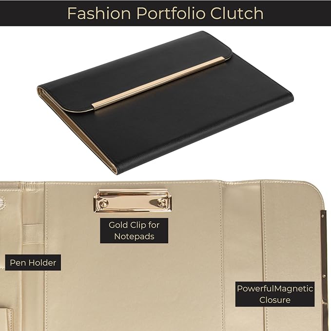 BLU MONACO | Black Vegan Leather Portfolio Binder - Image 3