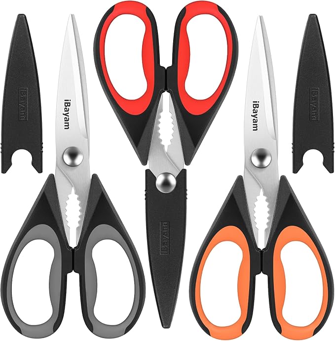 iBayam 3-Pack 8.5"Kitchen Scissors All Purpose Heavy Duty by iBayamDirect