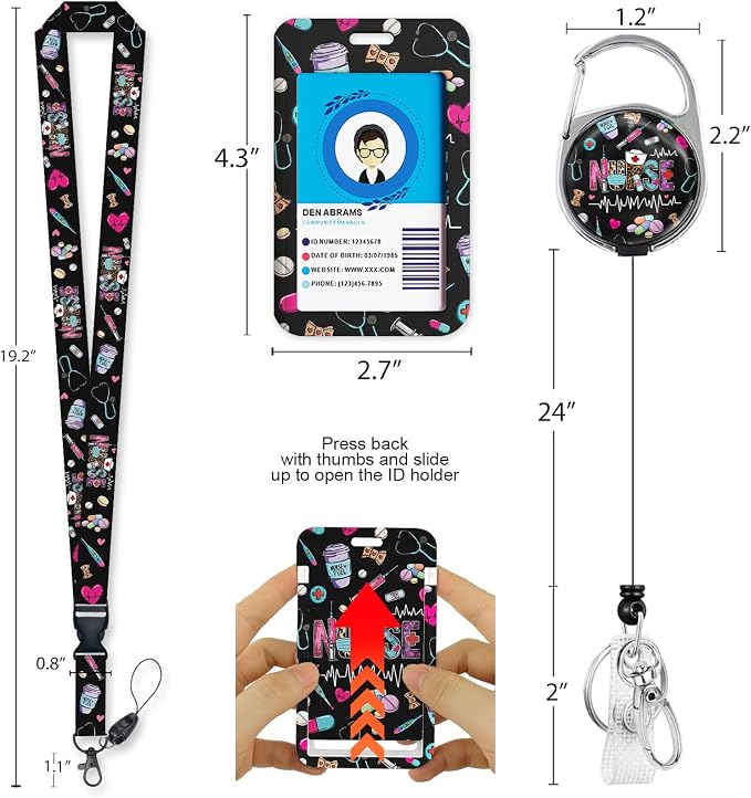 Nurse Badge Reel Holder Retractable Clip, Pharmacy Lanyards - Image 4