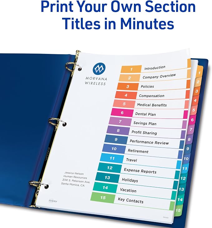 Avery Dividers for 3 Ring Binders, 15 Tabs per Set, Customizable Table - Image 2