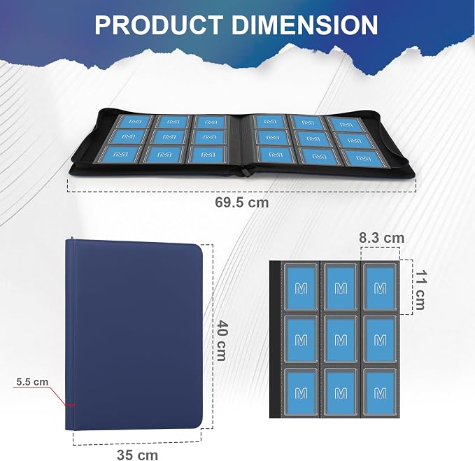 Toploader Binder, Trading Card Binder Storage Hold up 288 Cards 9-Pocket Top - Image 3