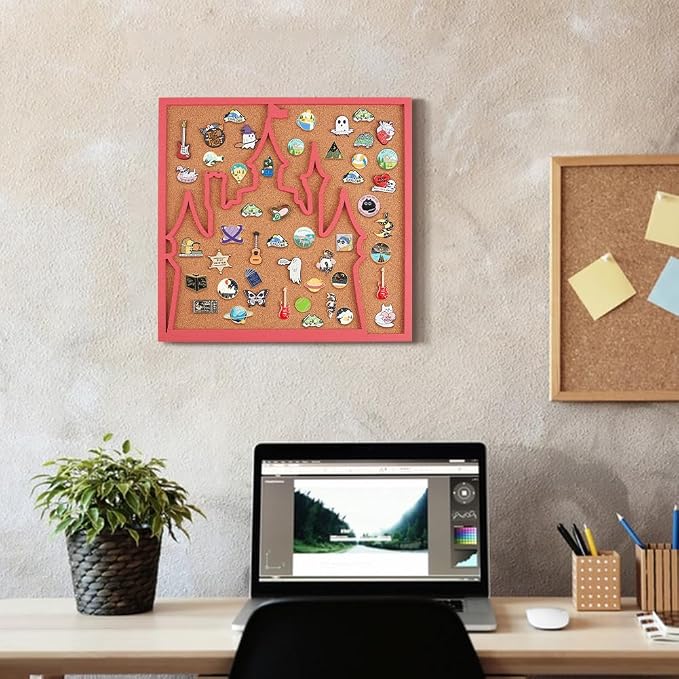 BENECREAT Square Castle Pin Board, 11.8x11.8inch Bulletin Display Board - Image 5