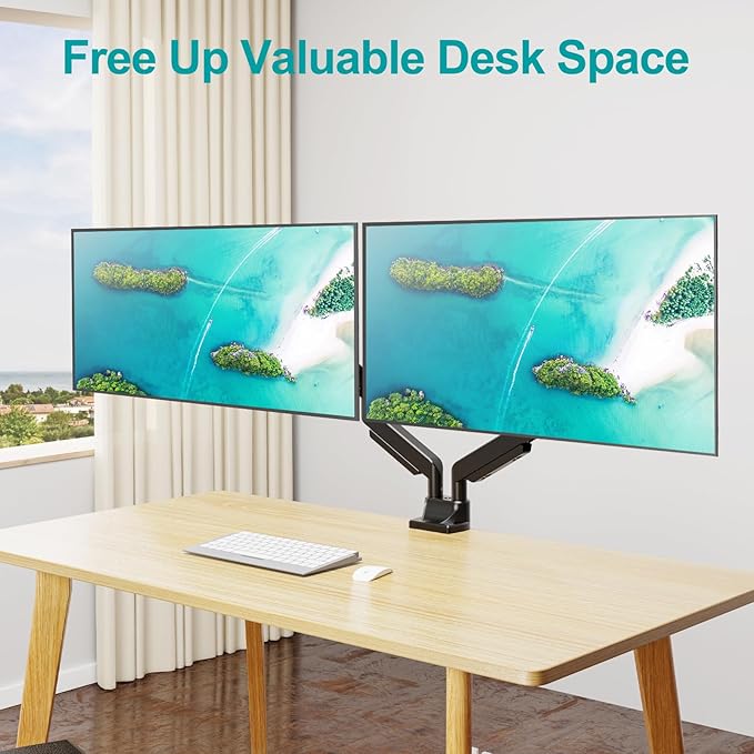 MOUNT PRO Dual Monitor Stand for Max 43 Inch Ultrawide Computer Screen, Premium Aluminum Heavy Duty Monitor Arm Holds 6.6lbs to 33lbs, Gas Spring Full Motion Display Desk Stand, VESA Mount-DeskLoop Office