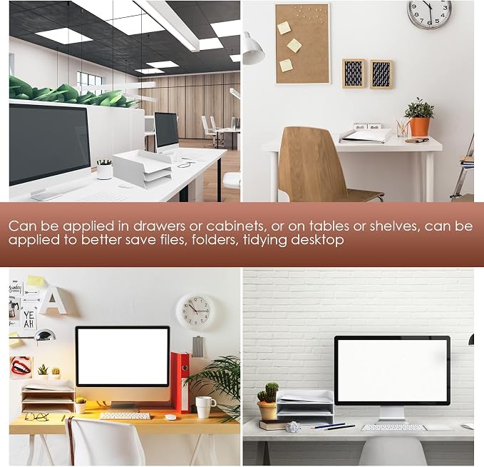 4 Pcs Stackable Desk Organizer Trays Rectangular Plastic Desk Holder Desktop - Image 4