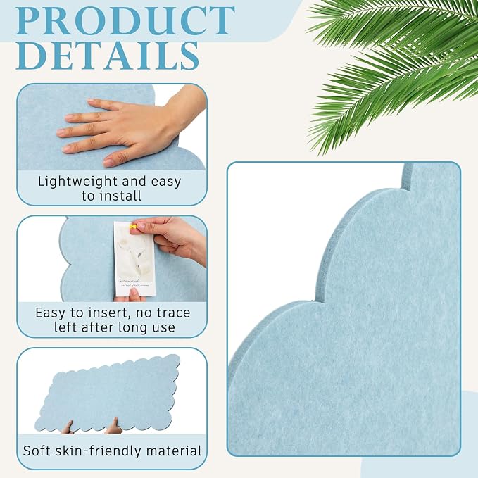 Mooliwe Scalloped Felt Bulletin Board Foldable Pin Cork Board Alternative - Image 2